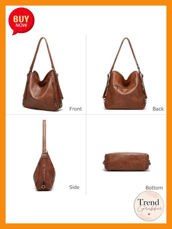 Convertible Backpack Hobo Bag Tote Satchel Set 3pcs Vegan Leather Purse main image 4
